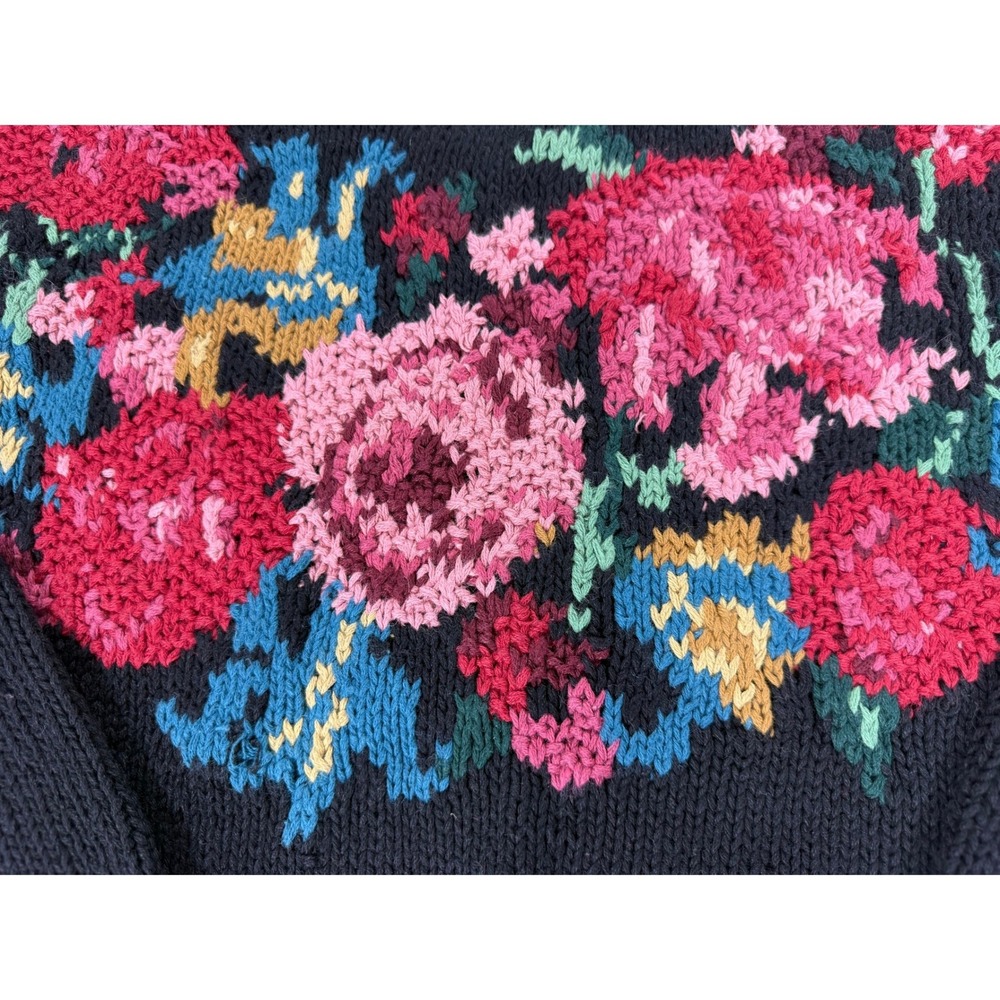 Vintage No Boundaries Floral Sweater Womens M 90s Floral Chunky Knit Cottagecore - Picture 3 of 8